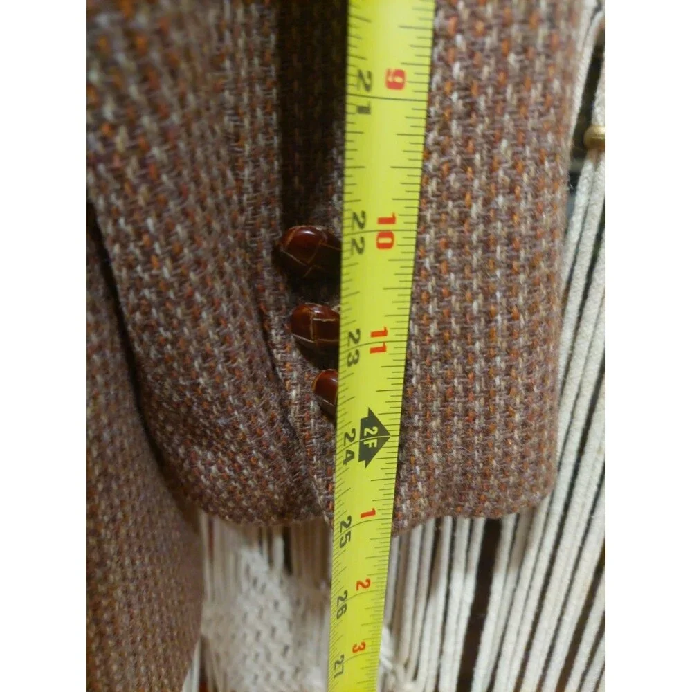 Vintage Adams Row Tweed Blazer Men’s 44R Brown Sport Jacket Virgin Wool See Pics